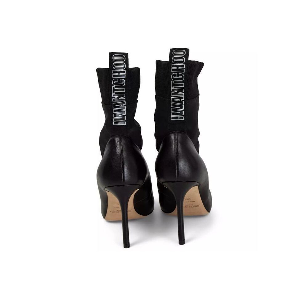 Jimmy Choo Women's Black Leather Ankle Boots Size 39.5 Stiletto Heel
